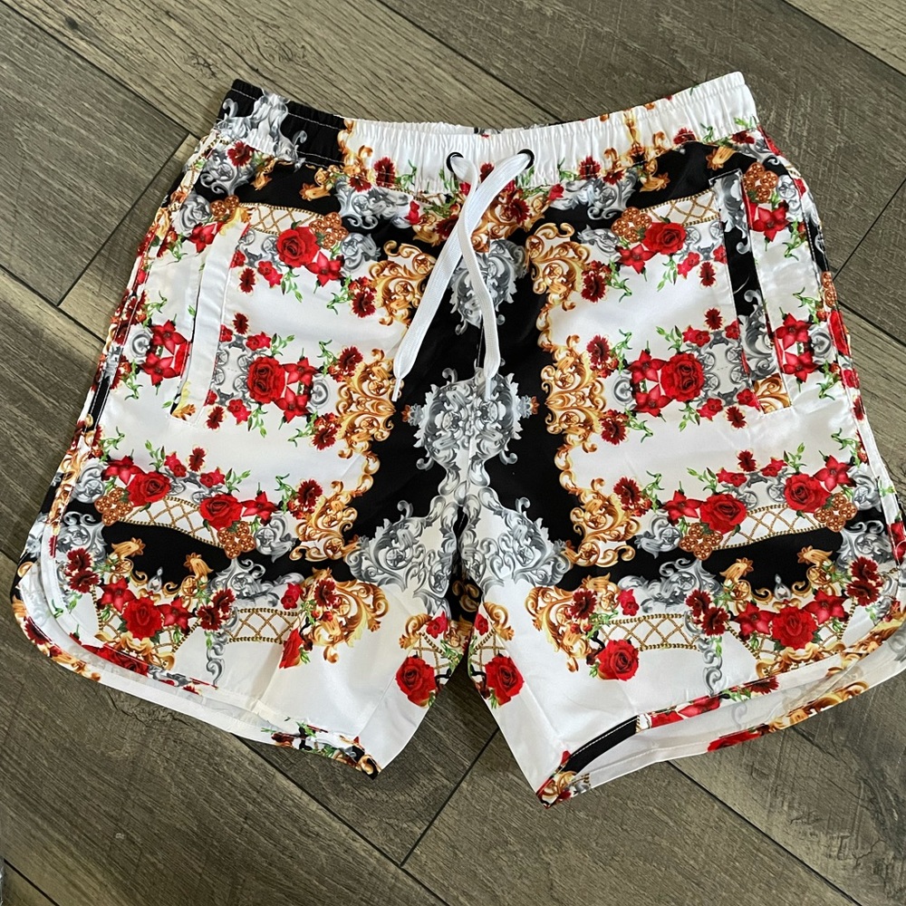 Versace style swim trunks. Barocco print